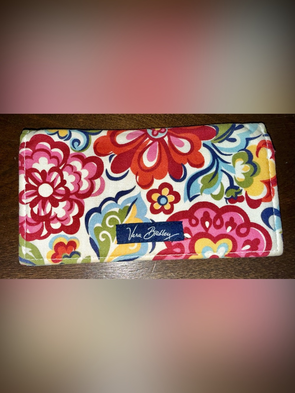 Vera Bradley Floral Checkbook Cover Wallet Organizer Retired Print Cotton